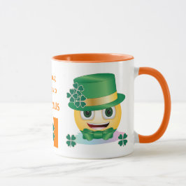 Anpassat namn Irish Emoji med Hat och Shamrock Mug Mugg