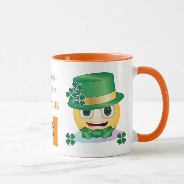 Anpassat namn Irish Emoji med Hat och Shamrock Mug Mugg (Höger)