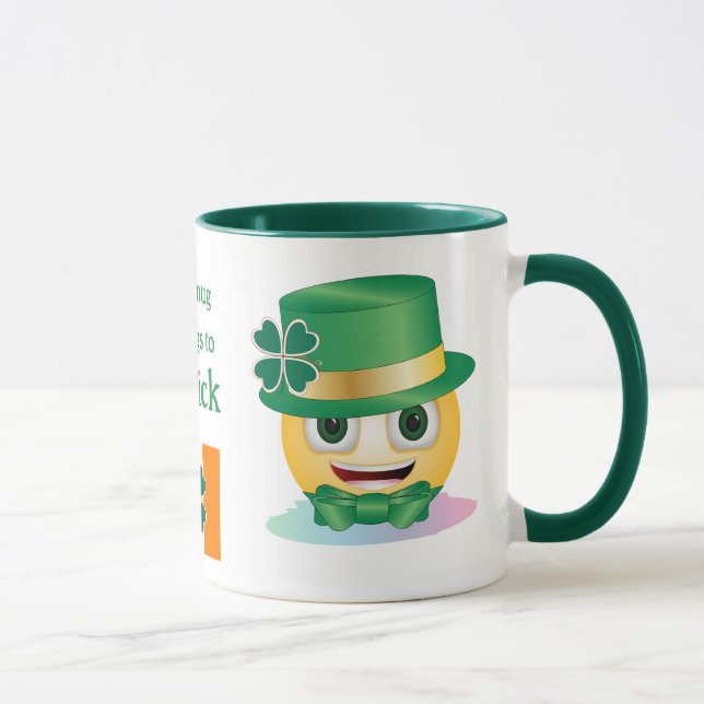 Anpassat namn Irish Emoji med Hat och Shamrock Mug Mugg (Höger)