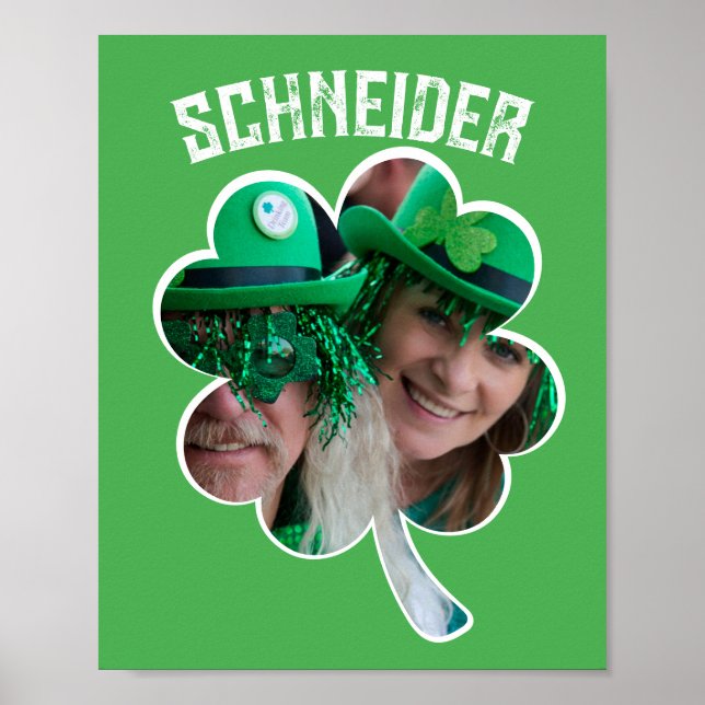 Anpassat Namn Irländsk klöver foto St Patricks Day Poster (Framsidan)