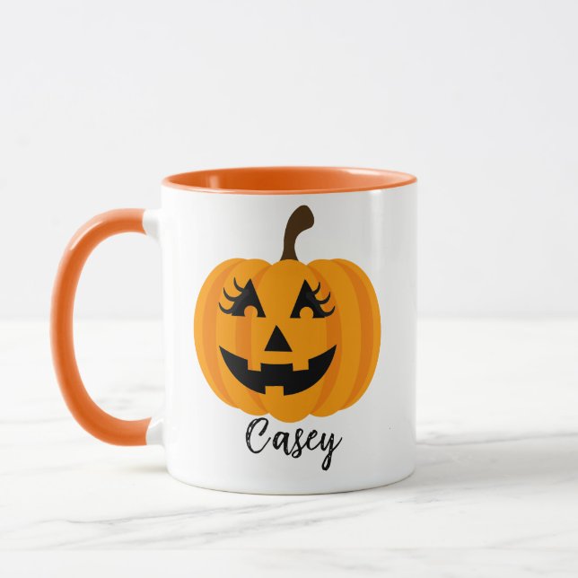 Anpassat namn Jack O' Lantern Tjejig  Mugg (Vänster)