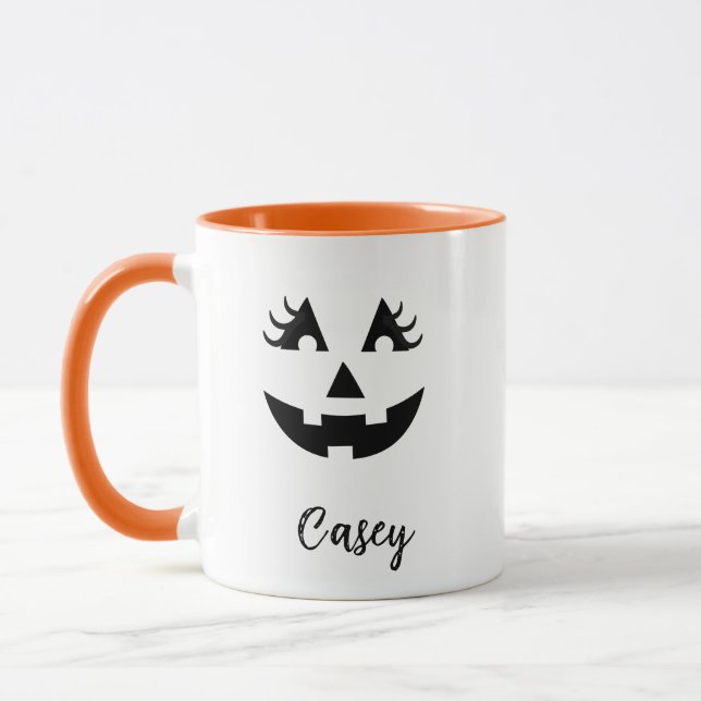Anpassat namn Jack O' Lantern Tjejig  Mugg (Vänster)