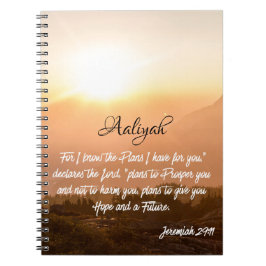 Anpassat namn - Jeremiah 29:11 Soluppgång Anteckningsbok
