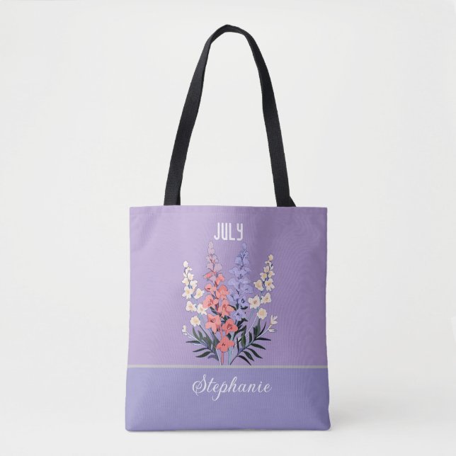 Anpassat namn Julens födelsedag, blomma tote Bag Tygkasse (Framsida)