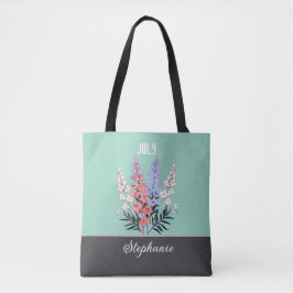Anpassat namn Julens födelsedag, blomma tote Bag Tygkasse
