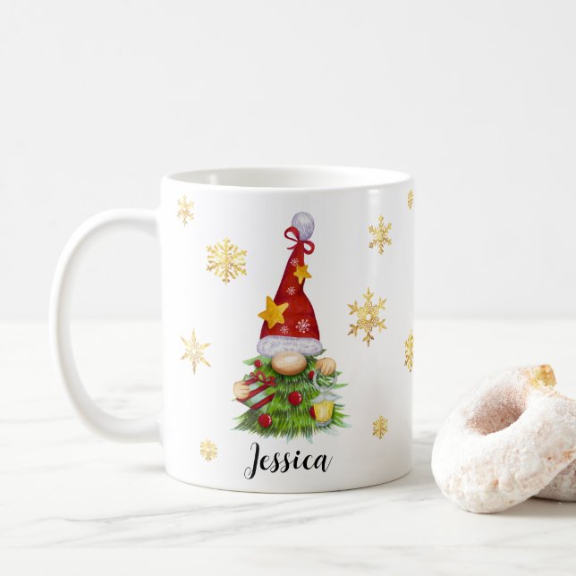 Anpassat namn Julgran Gnome Classic Mugg (Med munk)