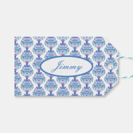 Anpassat namn Julprydnadsföremål i blått Presentetikett