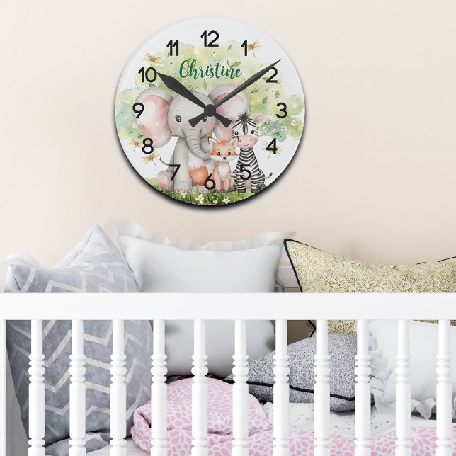 Anpassat namn Jungle Animals Dragonfly Rund Klocka (Skapare uppladdad)