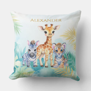 Anpassat namn Jungle Baby Zebra Giraffe och Tiger Kudde