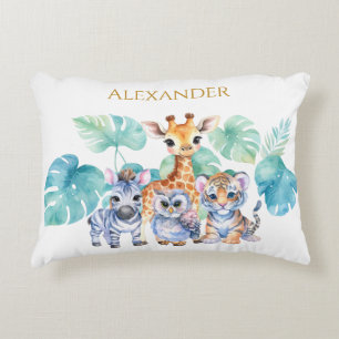 Anpassat namn Jungle Baby Zebra Giraffe och Tiger Prydnadskudde