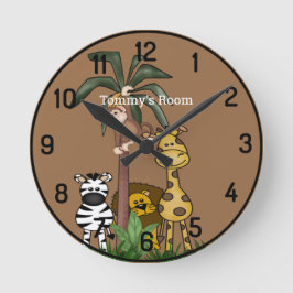 Anpassat namn Jungle Safari Round Clock Rund Klocka