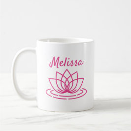 Anpassat namn kaffe mugg med rosa lotus blomma