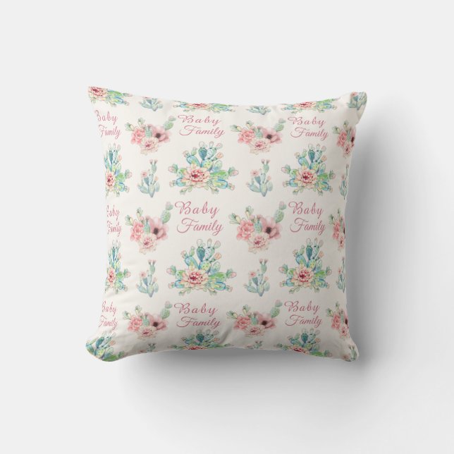 Anpassat Namn Kaktus Blommor Kudde (Framsida)