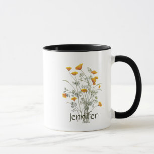 Anpassat namn Kalifornien Poppy Vild Flower Art Mugg