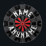 Anpassat NAMN Kärlek ANY NAMN Black Charcol Red He Darttavla<br><div class="desc">Anpassat NAMN Kärlek ANY NAMN Editable Top and Grund Text med Red Heart på svart och kolbaserad färgad Dartboard. Anpassa text uppifrån och grund till din belåtenhet!</div>