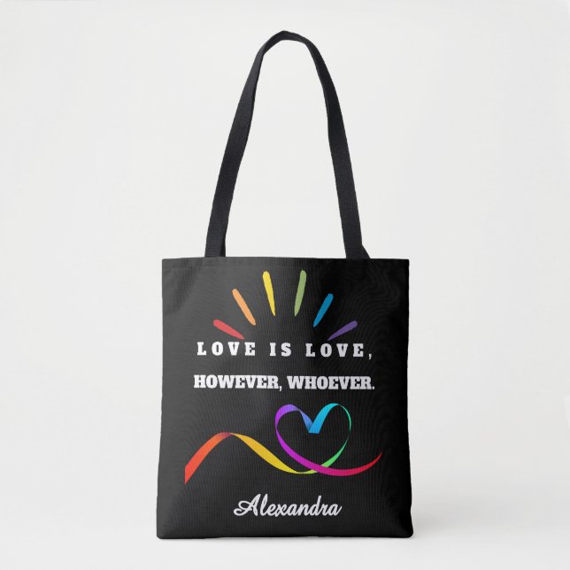 Anpassat Namn Kärlek är Kärlek Minimalistisk Pride Tygkasse (Framsida)