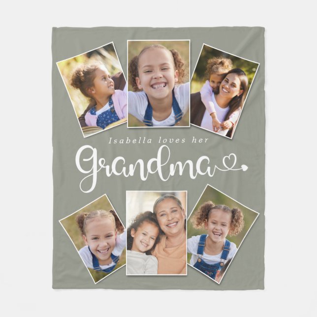 Anpassat namn Kärlek Grandma Cute Roligt Photo Col Fleecefilt (Framsidan)