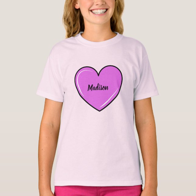 Anpassat namn Kärlek Heart T-Shirt (Framsida)
