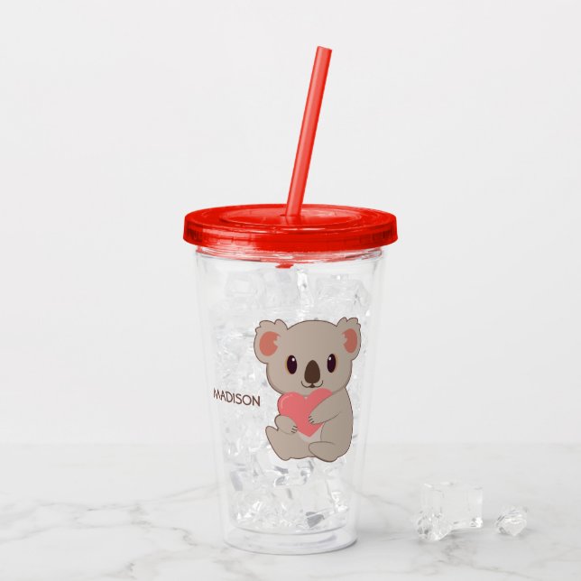 Anpassat namn Kärlek Koala Take Away Mugg (Baksida Ice)