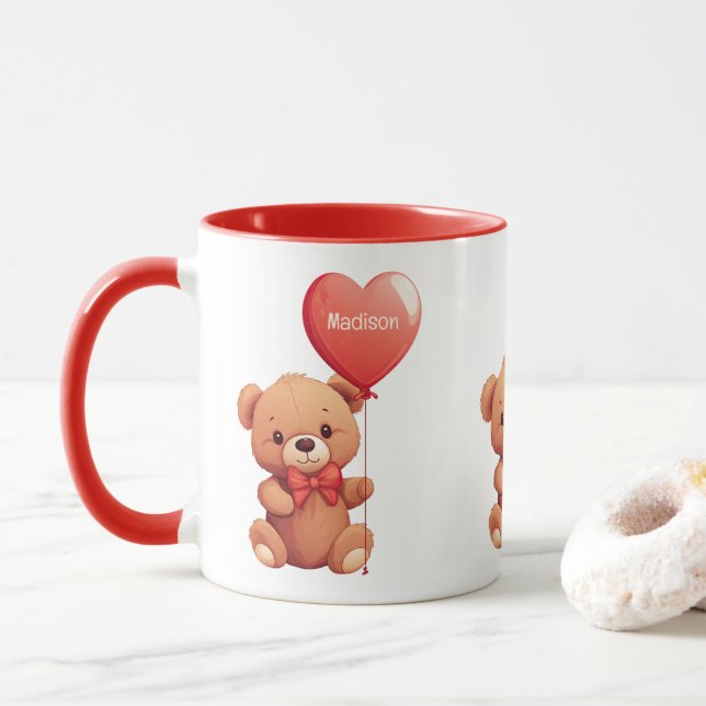 Anpassat namn Kärlek Teddy Mugg (Med munk)