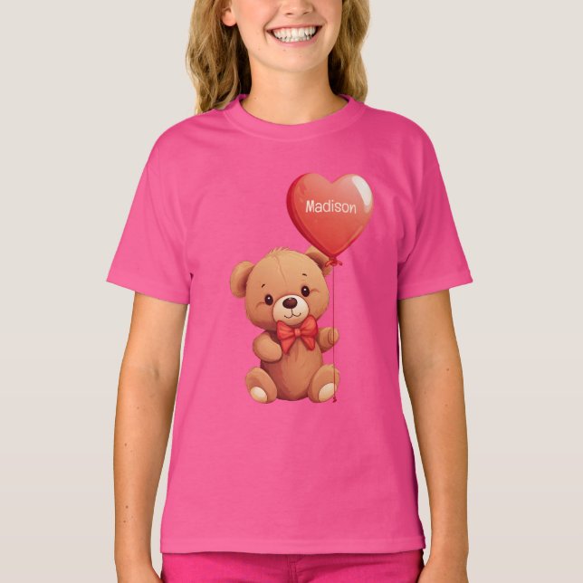 Anpassat namn Kärlek Teddy T Shirt (Framsida)