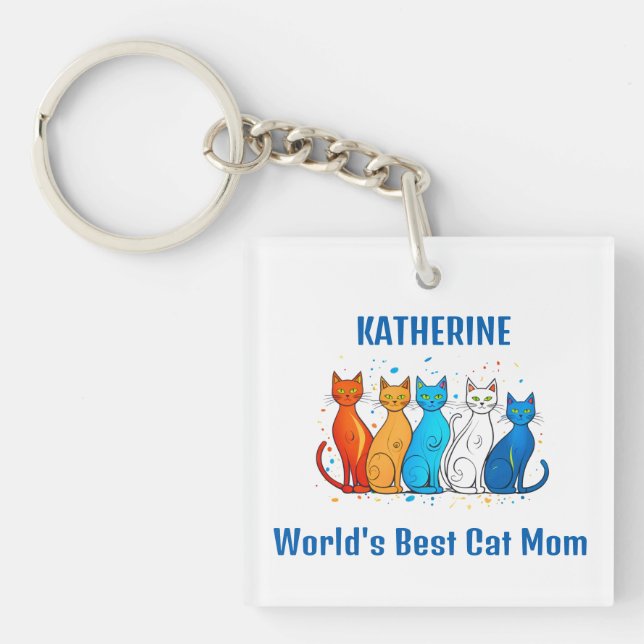 Anpassat Namn Katt-tema Färgglad Bästa Kattmamma (Framsidan)