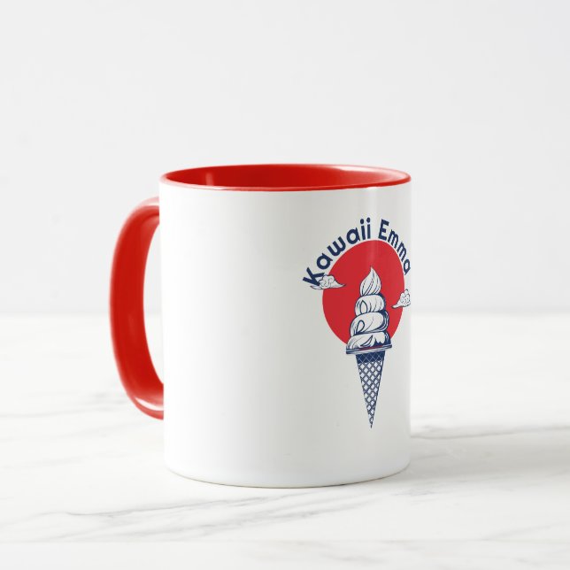 Anpassat namn Kawaii Ice Cream Cone Cute Japansk Mugg (Framsida vänster)