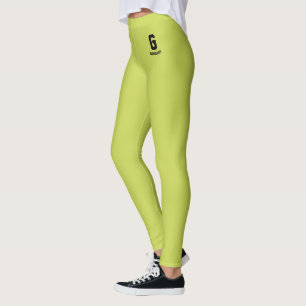 Anpassat Namn Klassisk Apple Grön Svart Rolig Mono Leggings