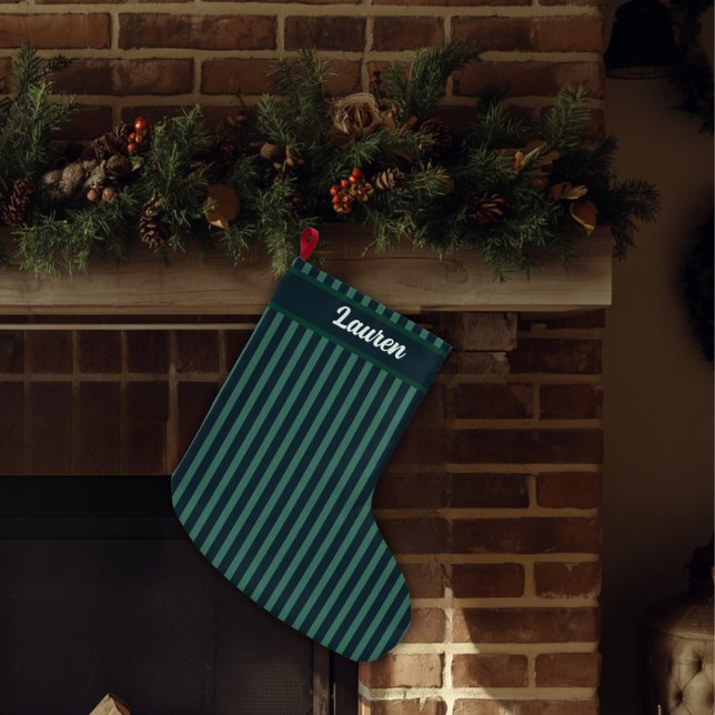 Anpassat Namn - Klassisk Nostalgisk Randig Stor Julstrumpa (Christmas Custom Name Stocking)