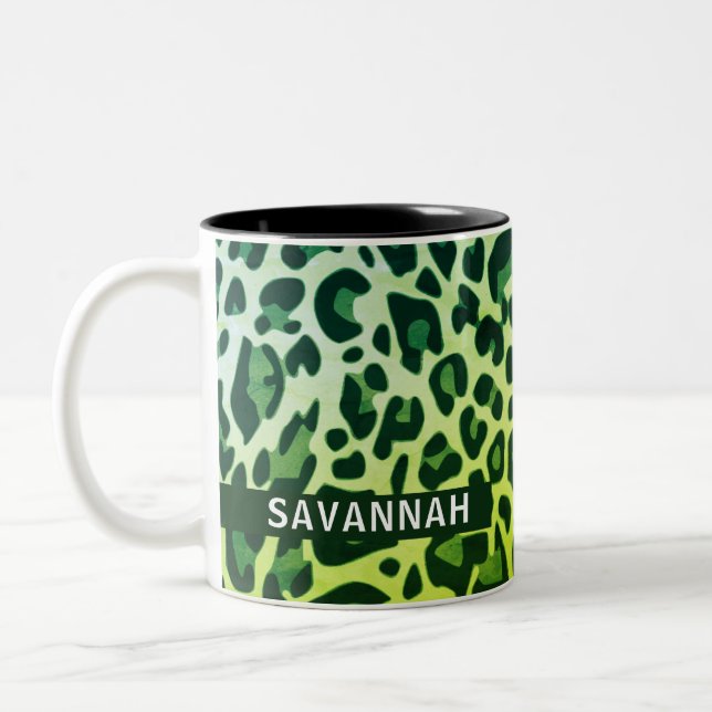 Anpassat namn Klassiskt leopard Skriv ut design Sa Två-Tonad Mugg (Vänster)