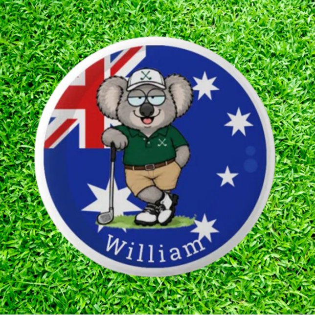 Anpassat Namn Koala Golfare Knapp (conversation piece for golf lovers of all ages)