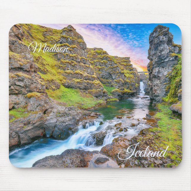 Anpassat namn Kolufossar Waterfalls, Island Musmatta (Framsidan)