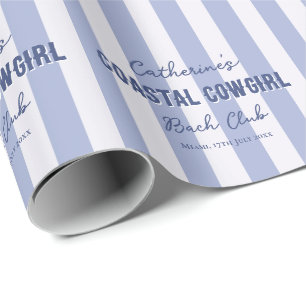 Anpassat Namn Kust Cowgirl  Blå Vita Ränder Presentpapper