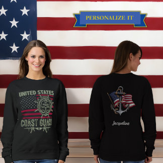 Anpassat Namn Kustbevakning Kvinnors Svart T Shirt