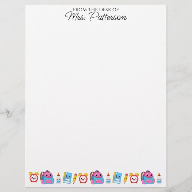 Anpassat namn Lacher Gift Letterhead Cute Kawaii Brevhuvud (Framsida)