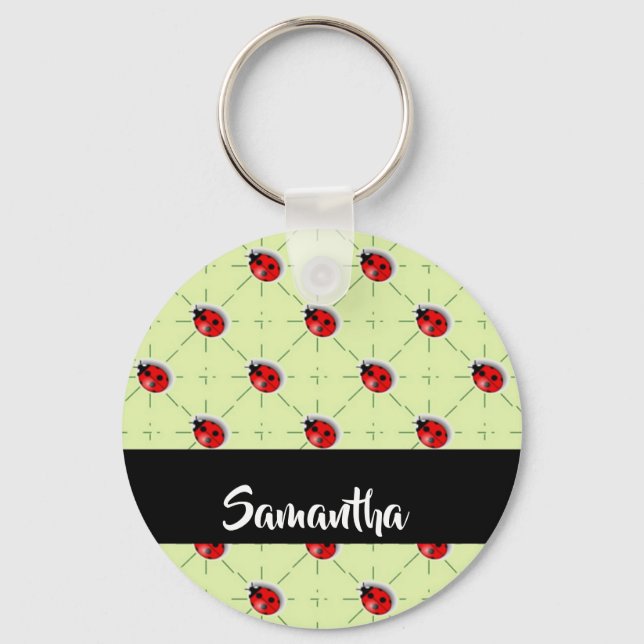 Anpassat namn ladybugs mönster nyckelring (Framsida)
