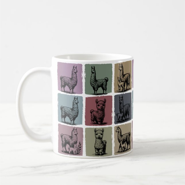 Anpassat Namn Lama Personlig Retro Alpaca Present Kaffemugg (Vänster)