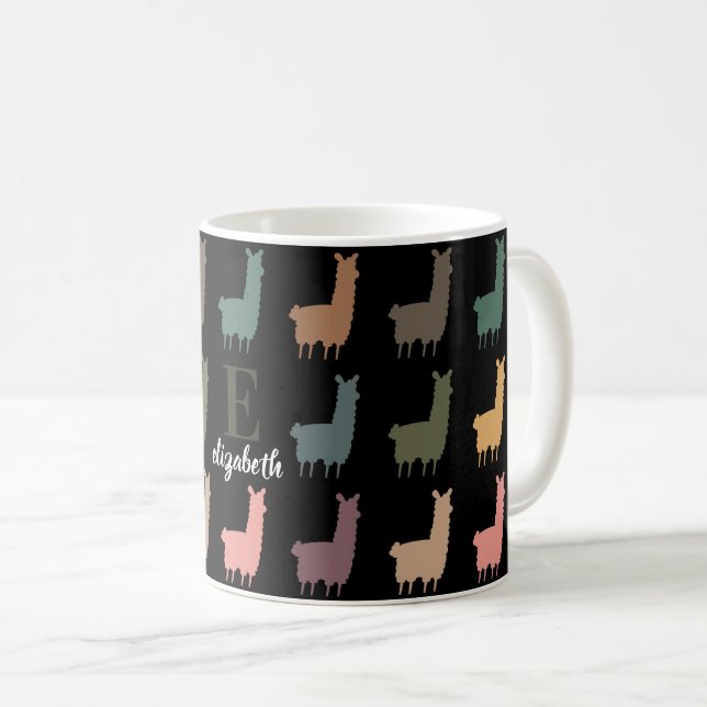 Anpassat namn Lama Personlig Retro Alpaca Present Kaffemugg (Framsida höger)