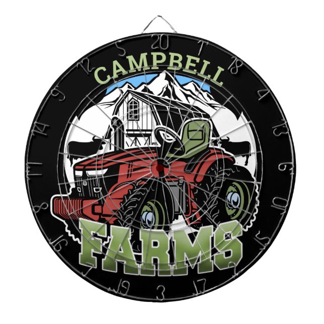Anpassat namn Land Farms Barn Tractor Farmer Darttavla (Framsidan)