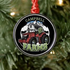 Anpassat namn Land Farms Barn Tractor Farmer Julgransprydnad Metall