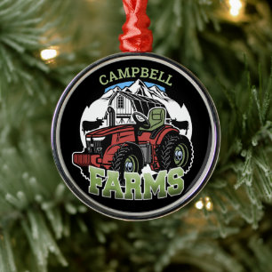 Anpassat namn Land Farms Barn Tractor Farmer Julgransprydnad Metall