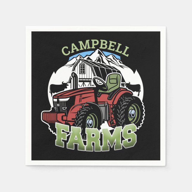 Anpassat namn Land Farms Barn Tractor Farmer Pappersservett (Framsidan)