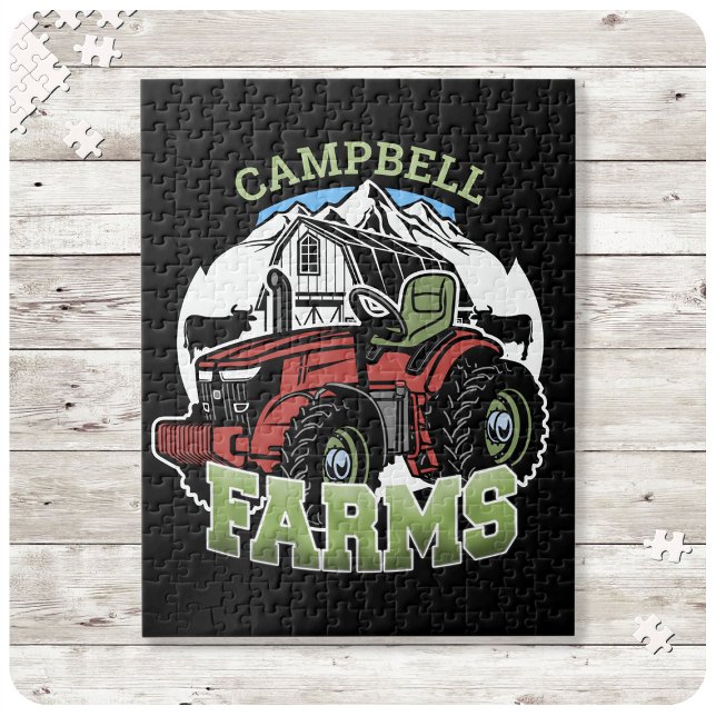 Anpassat namn Land Farms Barn Tractor Farmer Pussel (Skapare uppladdad)