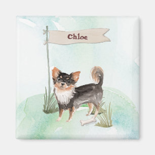 Anpassat namn Långt nedsatt Chihuahua Pet-Hund Magnet