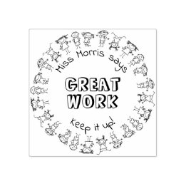 Anpassat Namn Läraren Säger Bra Jobbat Gummistämpe Stämpel