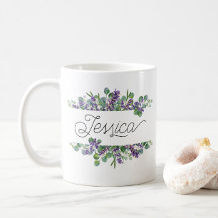 Anpassat namn Lavender Blommigt Mugg