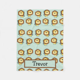 Anpassat namn lejont mönster på blått fleecefilt