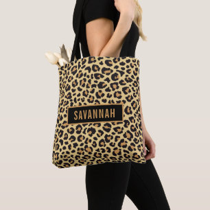 Anpassat namn Leopard Animal Print Mönster Classic Tygkasse
