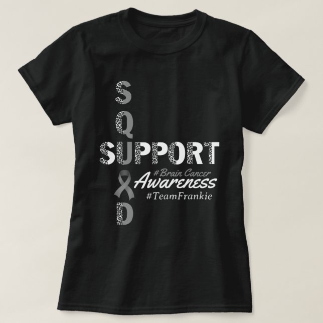 Anpassat namn Leopard Hjärncancer stöd Squad T Shirt (Design framsida)