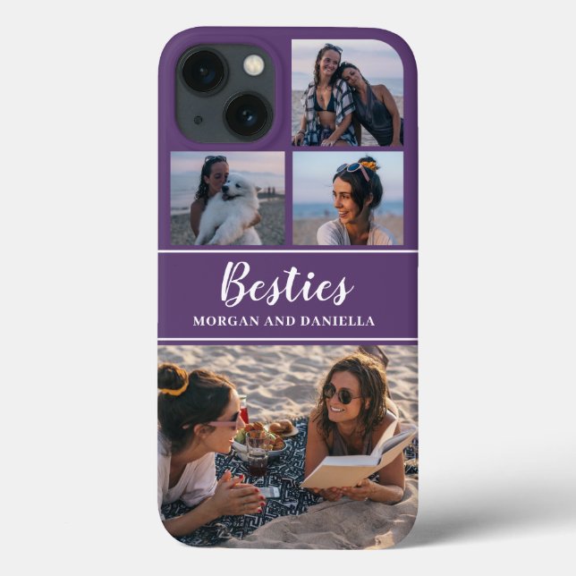 Anpassat namn Lila Best Friends Photo Collage (Baksida)
